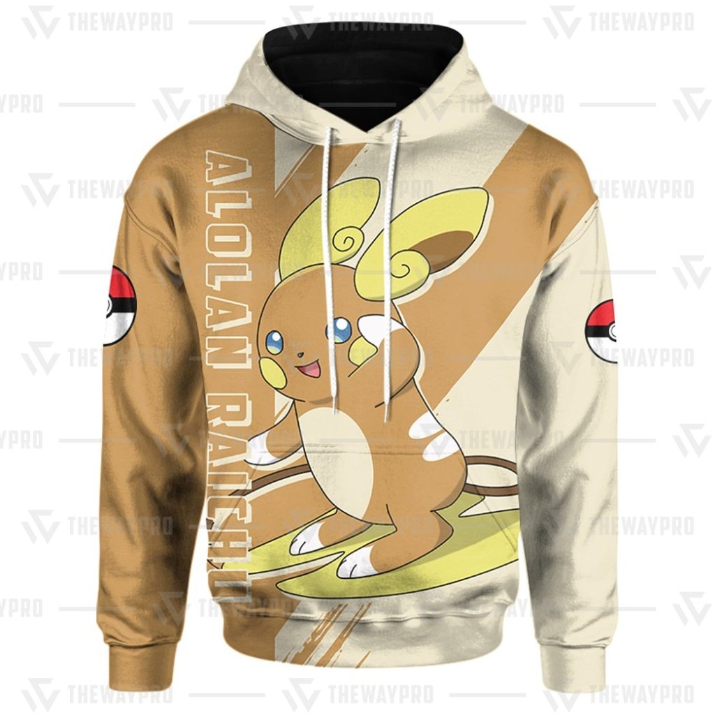 Anime Pokemon Alolan Raichu 3D All Over Printed Hoodie