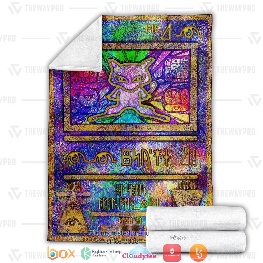 BEST Ancient Mew Holo Pokemon Blanket 3 Anime Pokemon Ancient Mew Holo soft Blanket 1 2