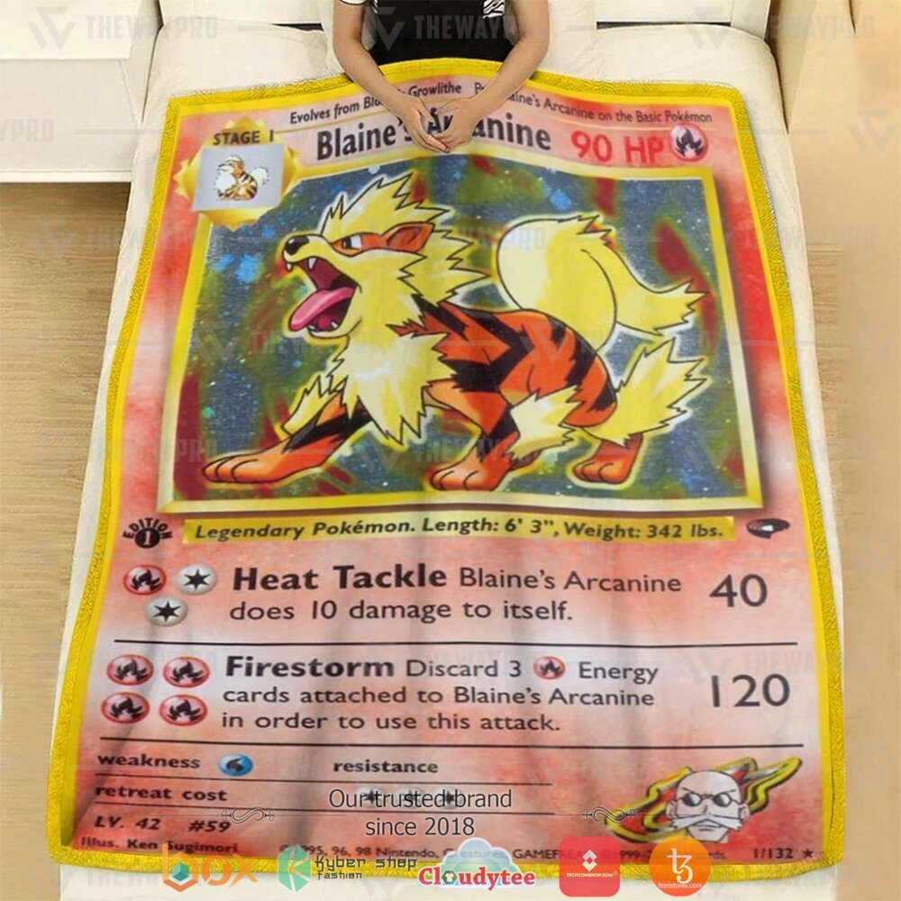 NEW Blaine's Arcanine Pokemon Blanket 2 Anime Pokemon Blaines Arcanine soft Blanket 1
