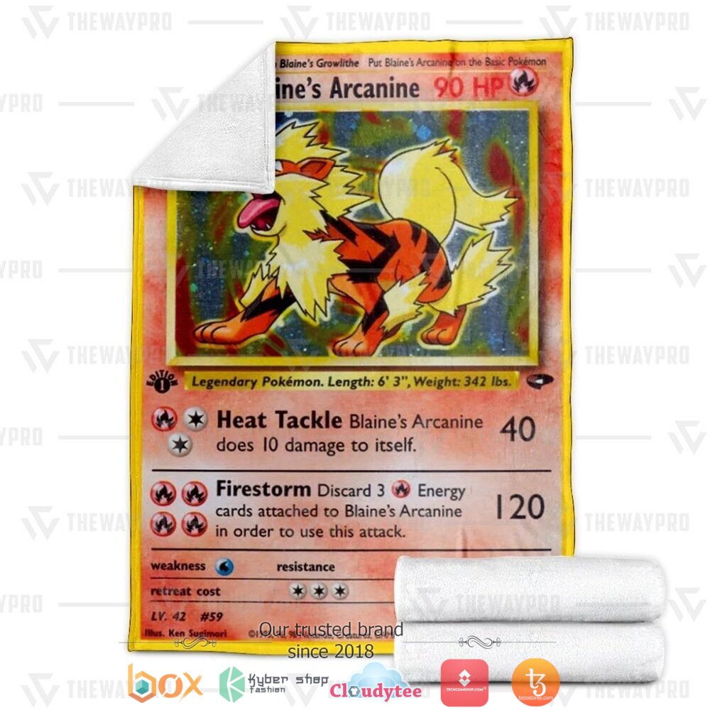 NEW Blaine's Arcanine Pokemon Blanket 3 Anime Pokemon Blaines Arcanine soft Blanket 1 2
