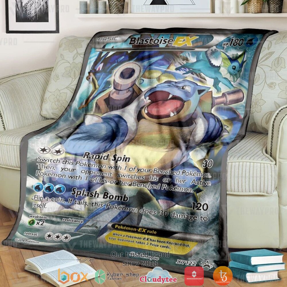 Anime Pokemon Blastoise EX XY Promos Soft Blanket