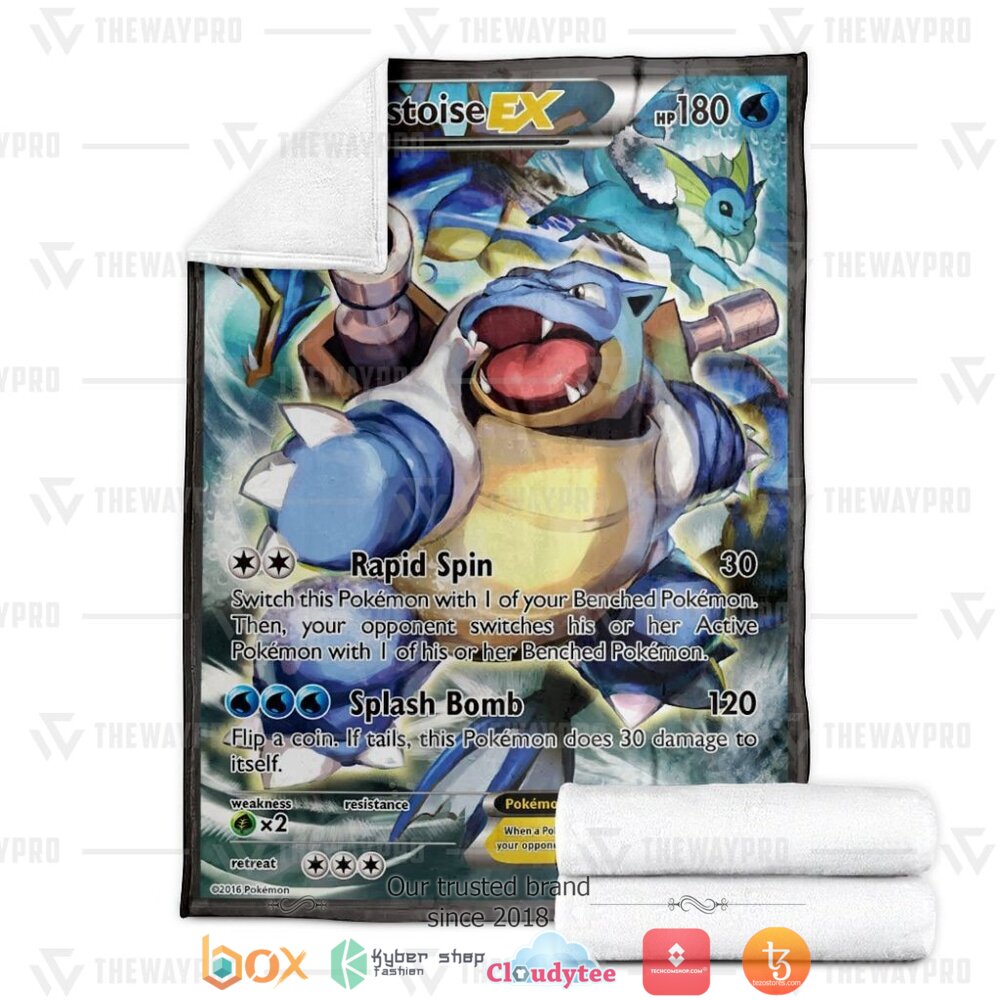 NEW Blastoise-EX XY Promos Pokemon Blanket 3 Anime Pokemon Blastoise EX XY Promos Soft Blanket 1 2