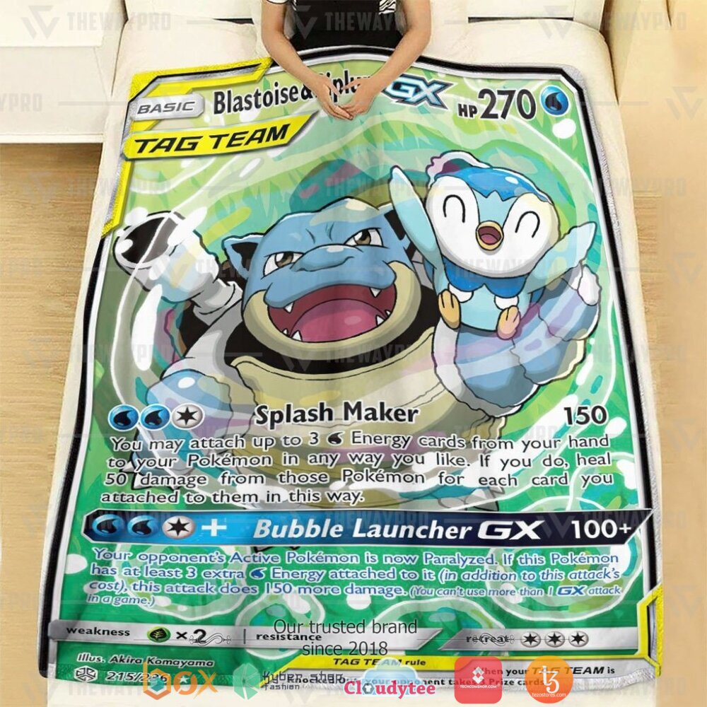 NEW Blastoise & Piplup-GX Cosmic Eclipse Pokemon Blanket 2 Anime Pokemon Blastoise Piplup GX Cosmic Eclipse Soft Blanket 1