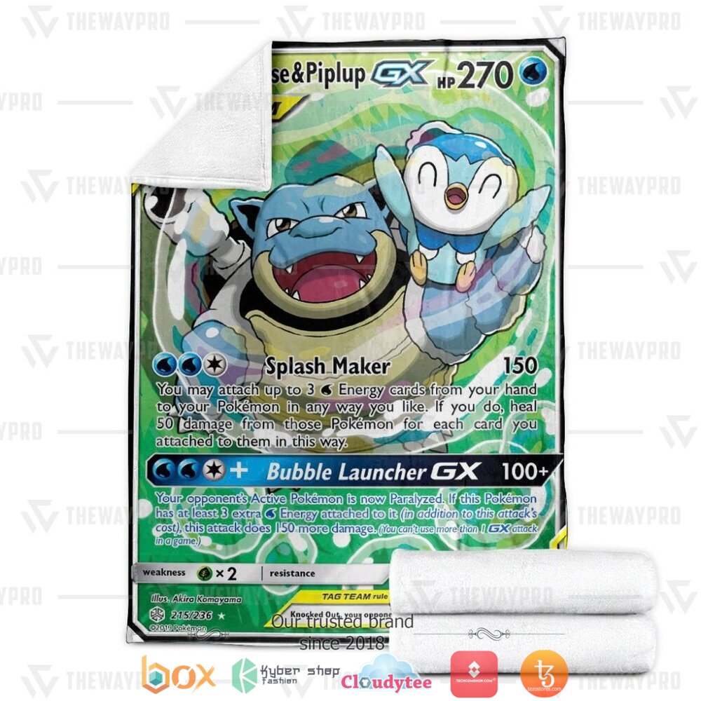NEW Blastoise & Piplup-GX Cosmic Eclipse Pokemon Blanket 3 Anime Pokemon Blastoise Piplup GX Cosmic Eclipse Soft Blanket 1 2