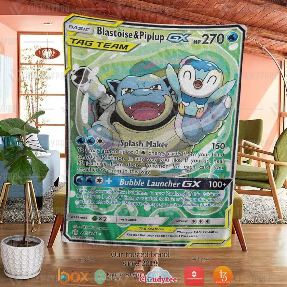 NEW Blastoise & Piplup-GX Cosmic Eclipse Pokemon Blanket 4 Anime Pokemon Blastoise Piplup GX Cosmic Eclipse Soft Blanket 1 2 3