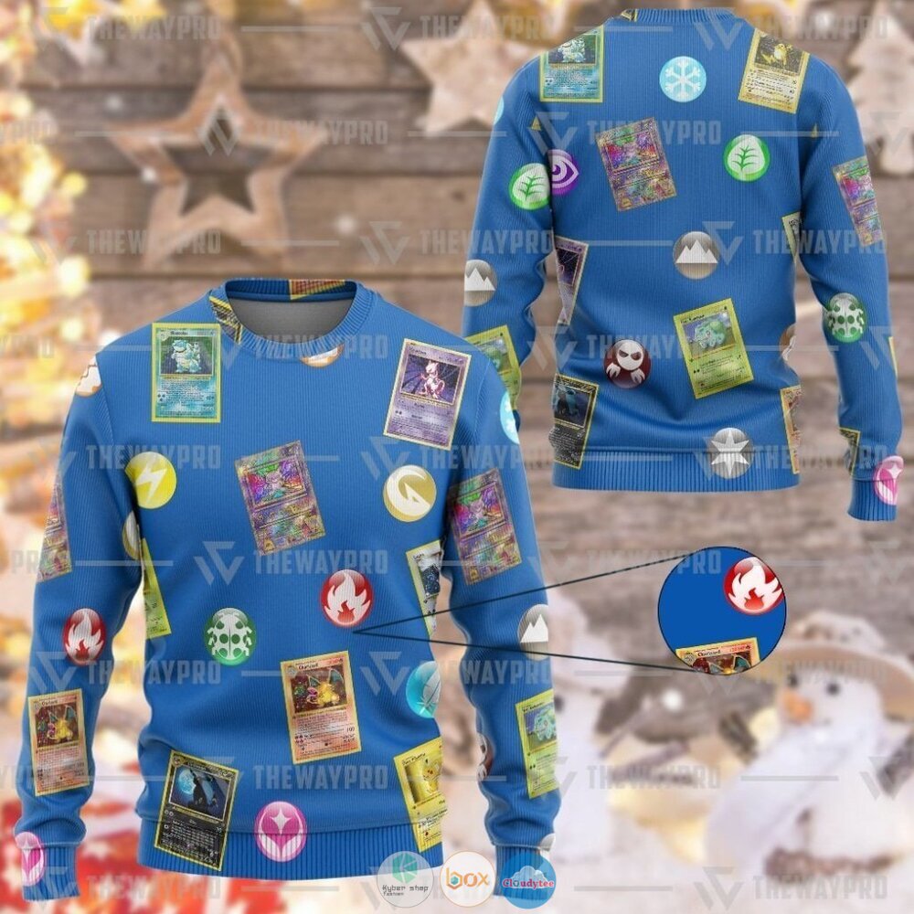 Anime Pokemon Cards And Elements Christmas Sweater
