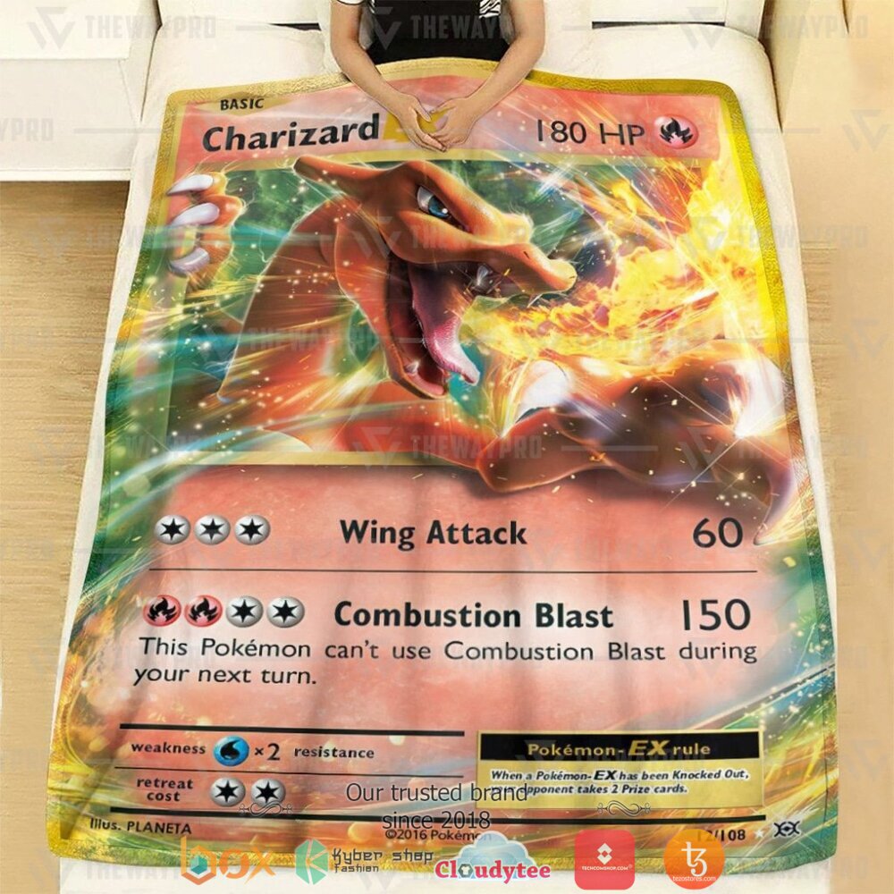HOT Charizard-EX Evolutions Pokemon Blanket 2 Anime Pokemon Charizard EX Evolutions Soft Blanket 1