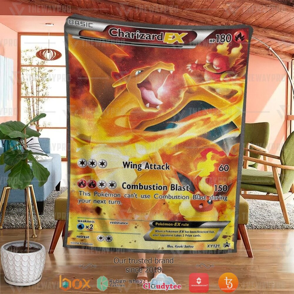 HOT Charizard-EX XY Promos Pokemon Blanket 2 Anime Pokemon Charizard EX XY Promos Soft Blanket 1