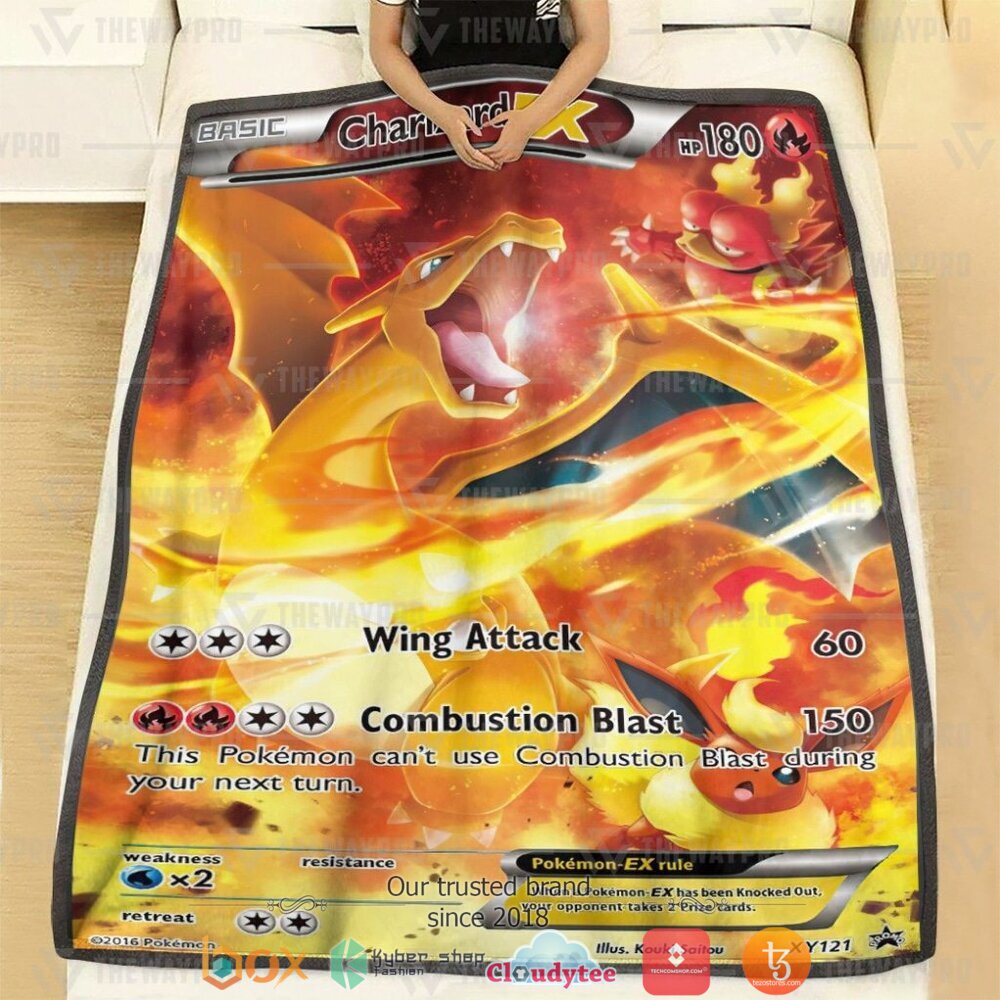 HOT Charizard-EX XY Promos Pokemon Blanket 3 Anime Pokemon Charizard EX XY Promos Soft Blanket 1 2