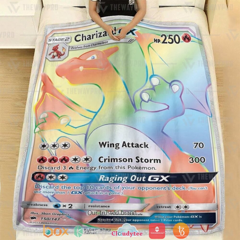 HOT Charizard-GX Pokemon Blanket 2 Anime Pokemon Charizard GX soft Blanket 1