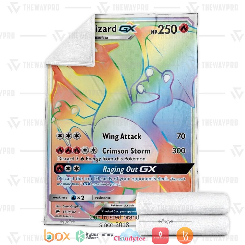 HOT Charizard-GX Pokemon Blanket 3 Anime Pokemon Charizard GX soft Blanket 1 2