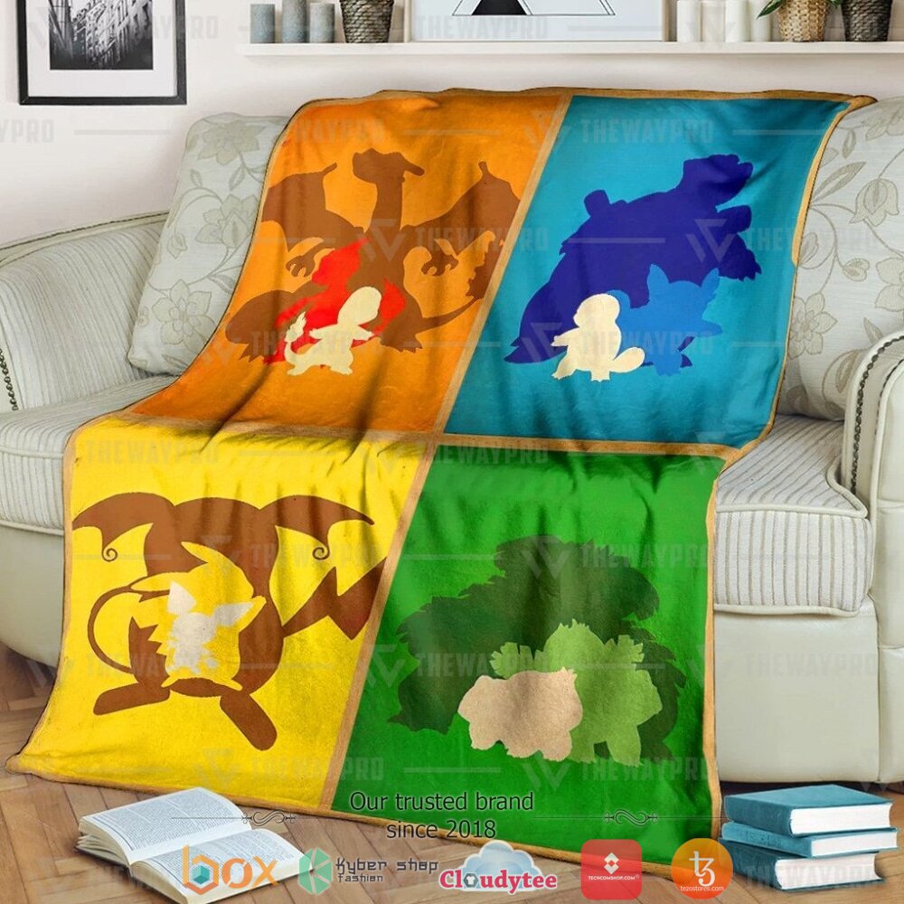 HOT Charizard - Pikachu - Blastoise - Venusaur Pokemon Blanket 7 Anime Pokemon Charizard Pikachu Blastoise Venusaur Soft Blanket
