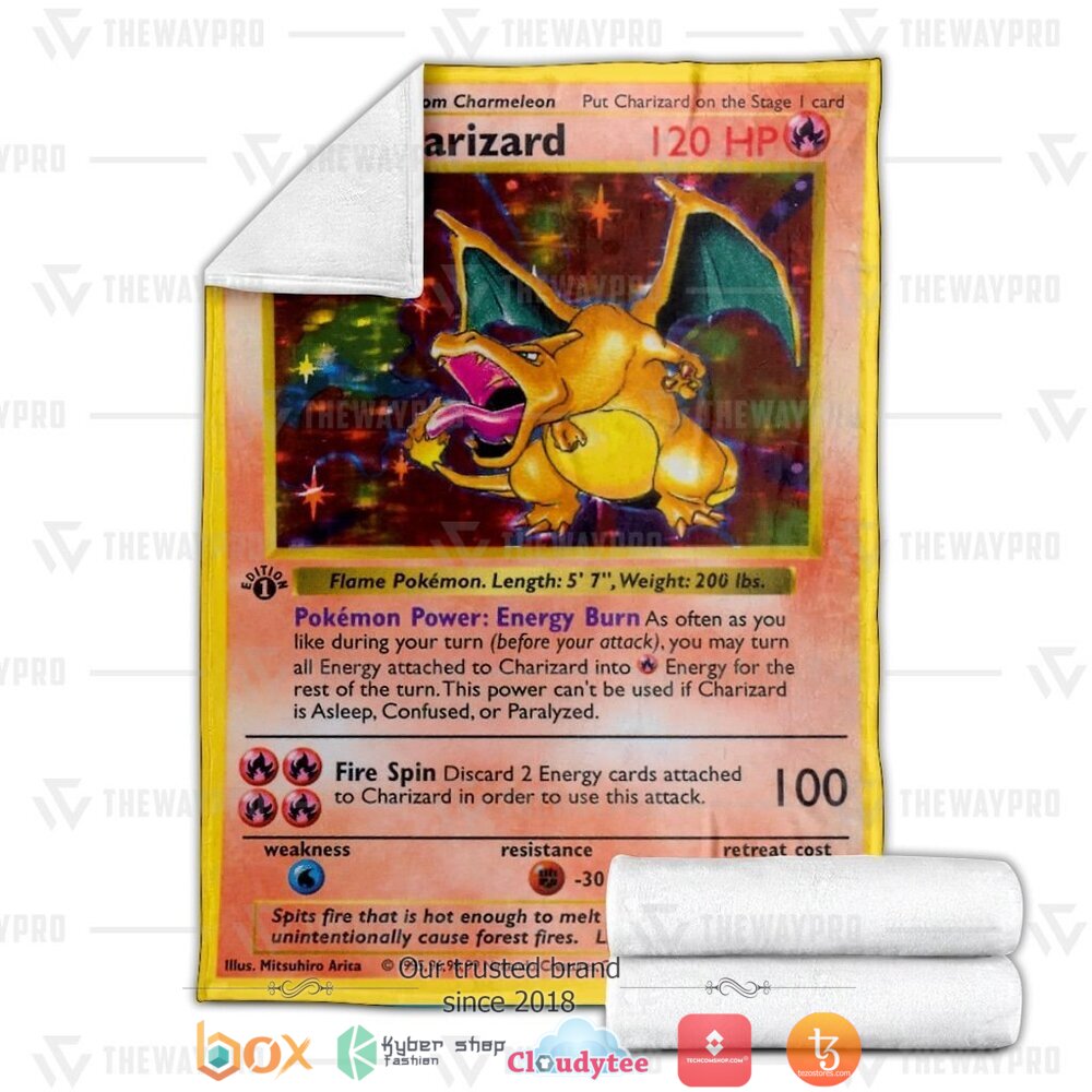 NEW Charizard Card Pokemon Blanket 3 Anime Pokemon Charizard Card soft Blanket 1 2