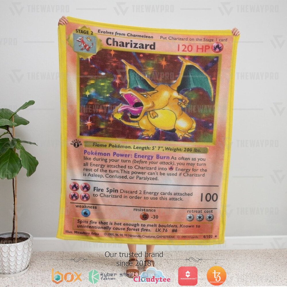 NEW Charizard Card Pokemon Blanket 5 Anime Pokemon Charizard Card soft Blanket 1 2 3 4