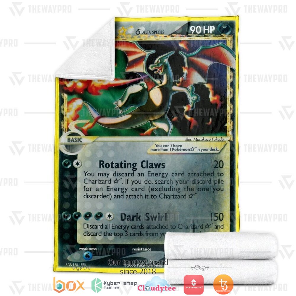 HOT Charizard Star Gold Star Dragon Frontiers Pokemon Blanket 3 Anime Pokemon Charizard Star Gold Star Dragon Frontiers soft Blanket 1 2