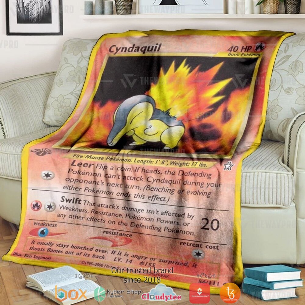 Anime Pokemon Cyndaquil 1st Edition Leer soft Blanket