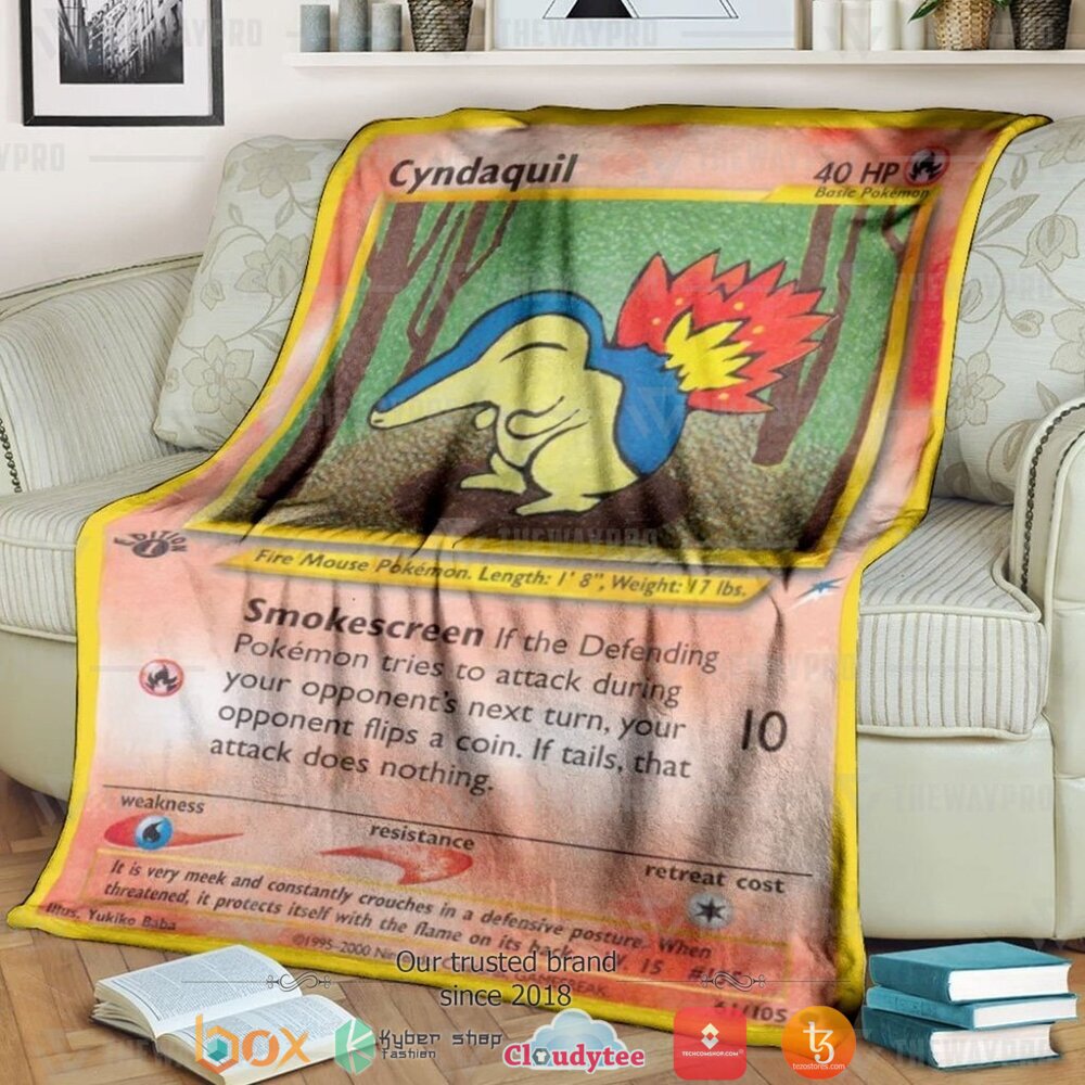 Anime Pokemon Cyndaquil 1st Edition Smokescreen soft Blanket