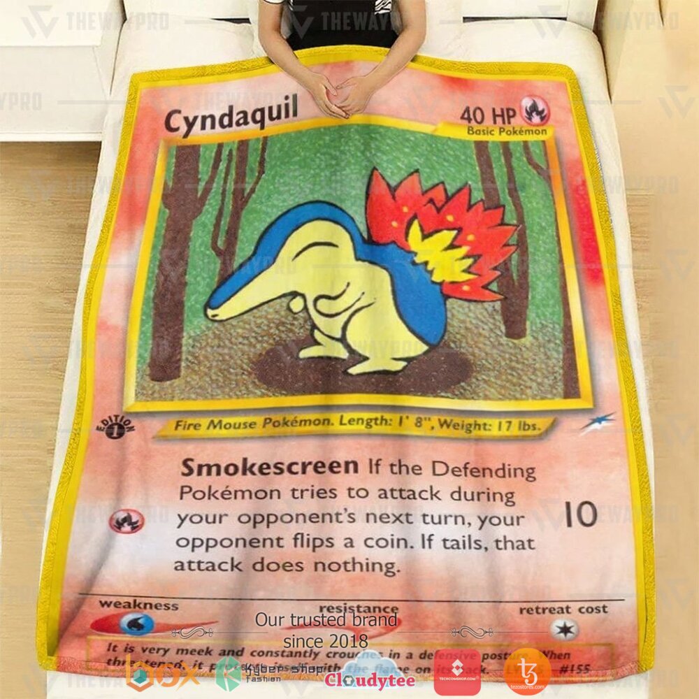 BEST Cyndaquil 1st Edition Smokescreen Pokemon Blanket 2 Anime Pokemon Cyndaquil 1st Edition Smokescreen soft Blanket 1