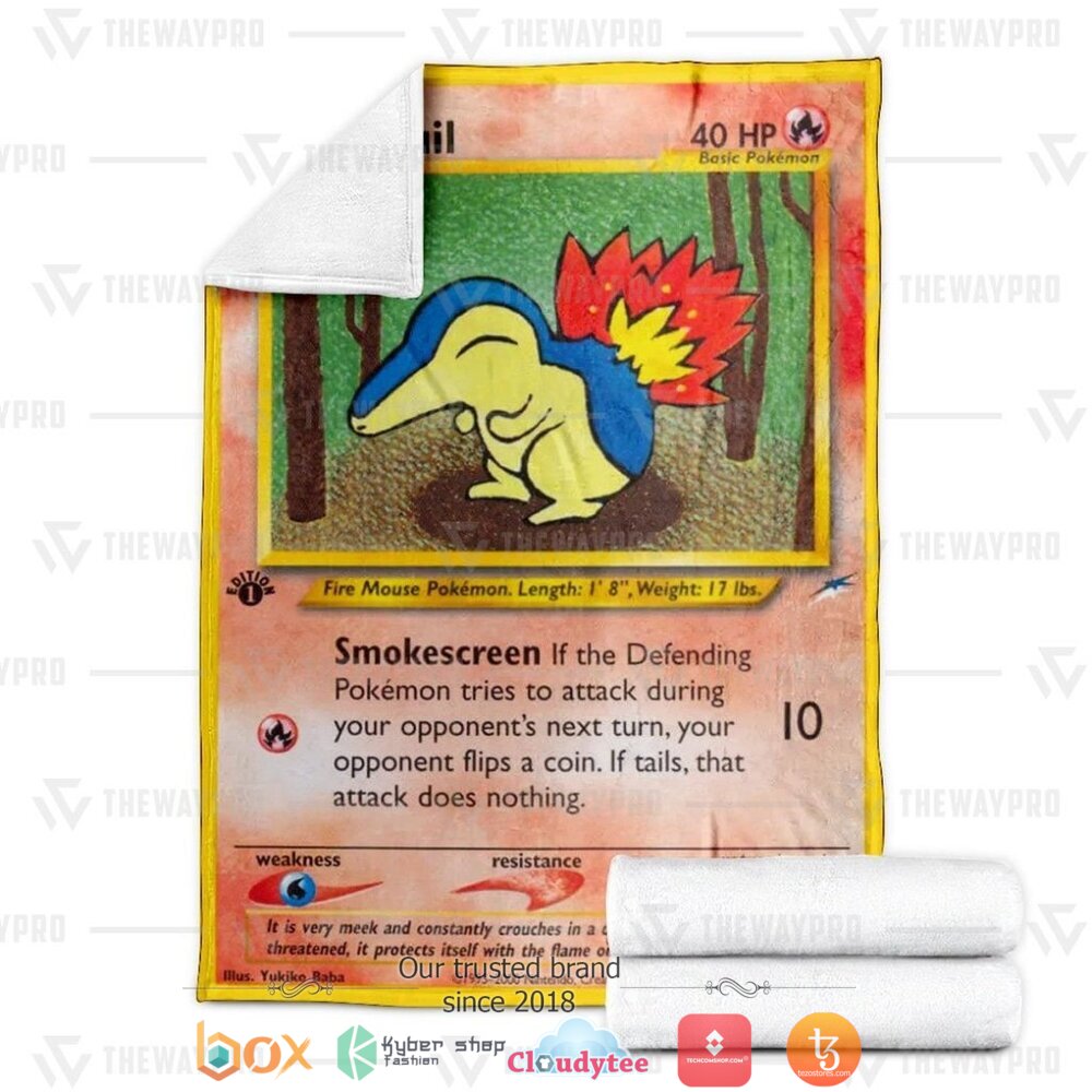 BEST Cyndaquil 1st Edition Smokescreen Pokemon Blanket 3 Anime Pokemon Cyndaquil 1st Edition Smokescreen soft Blanket 1 2