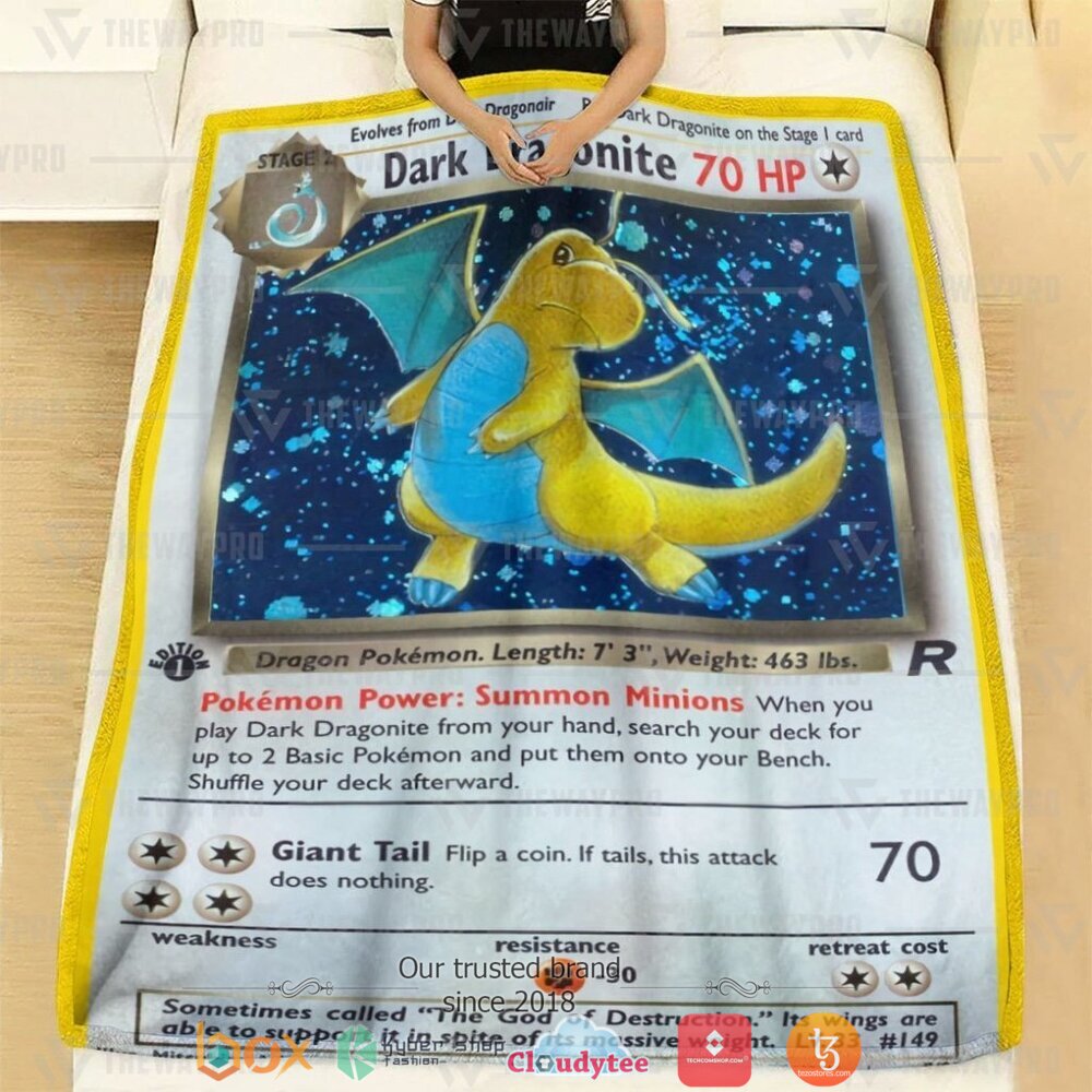 BEST Dark Dragonite 1st Edition Pokemon Blanket 20 Anime Pokemon Dark Dragonite 1st Edition soft Blanket 1