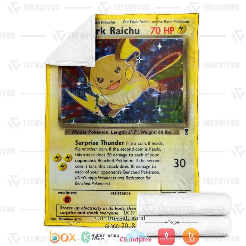 HOT Dark Raichu Legendary Collection Pokemon Blanket 3 Anime Pokemon Dark Raichu Legendary Collection Soft Blanket 1 2