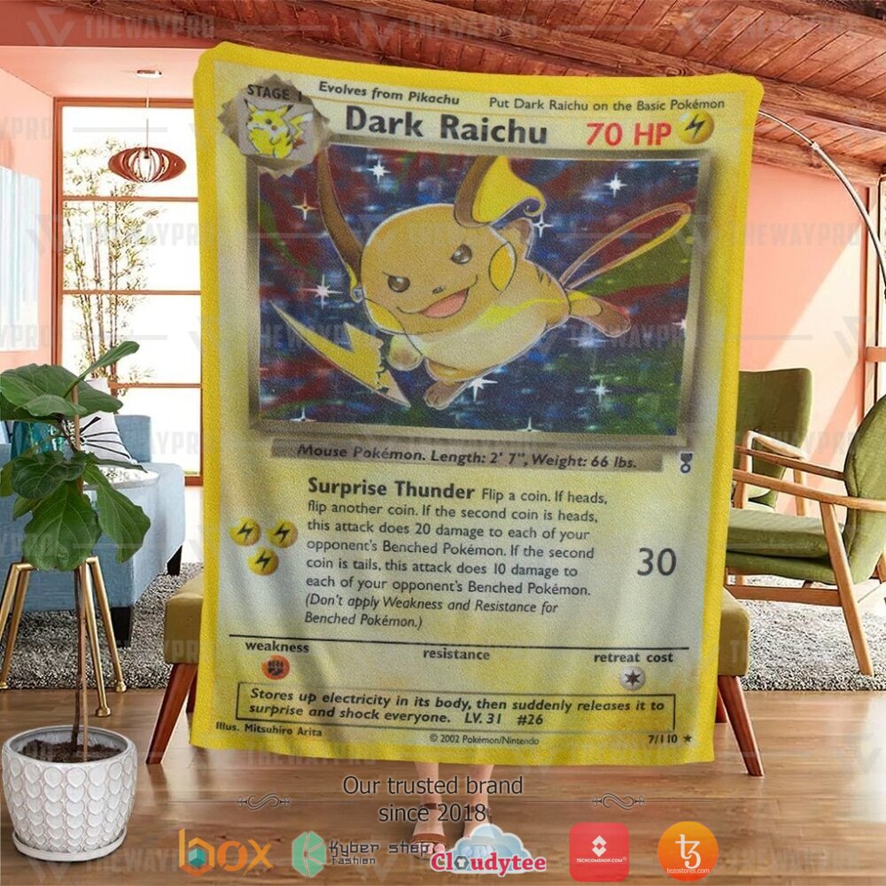HOT Dark Raichu Legendary Collection Pokemon Blanket 4 Anime Pokemon Dark Raichu Legendary Collection Soft Blanket 1 2 3