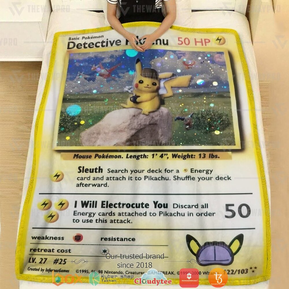 HOT Detective Pikachu Pokemon Blanket 2 Anime Pokemon Detective Pikachu soft Blanket 1
