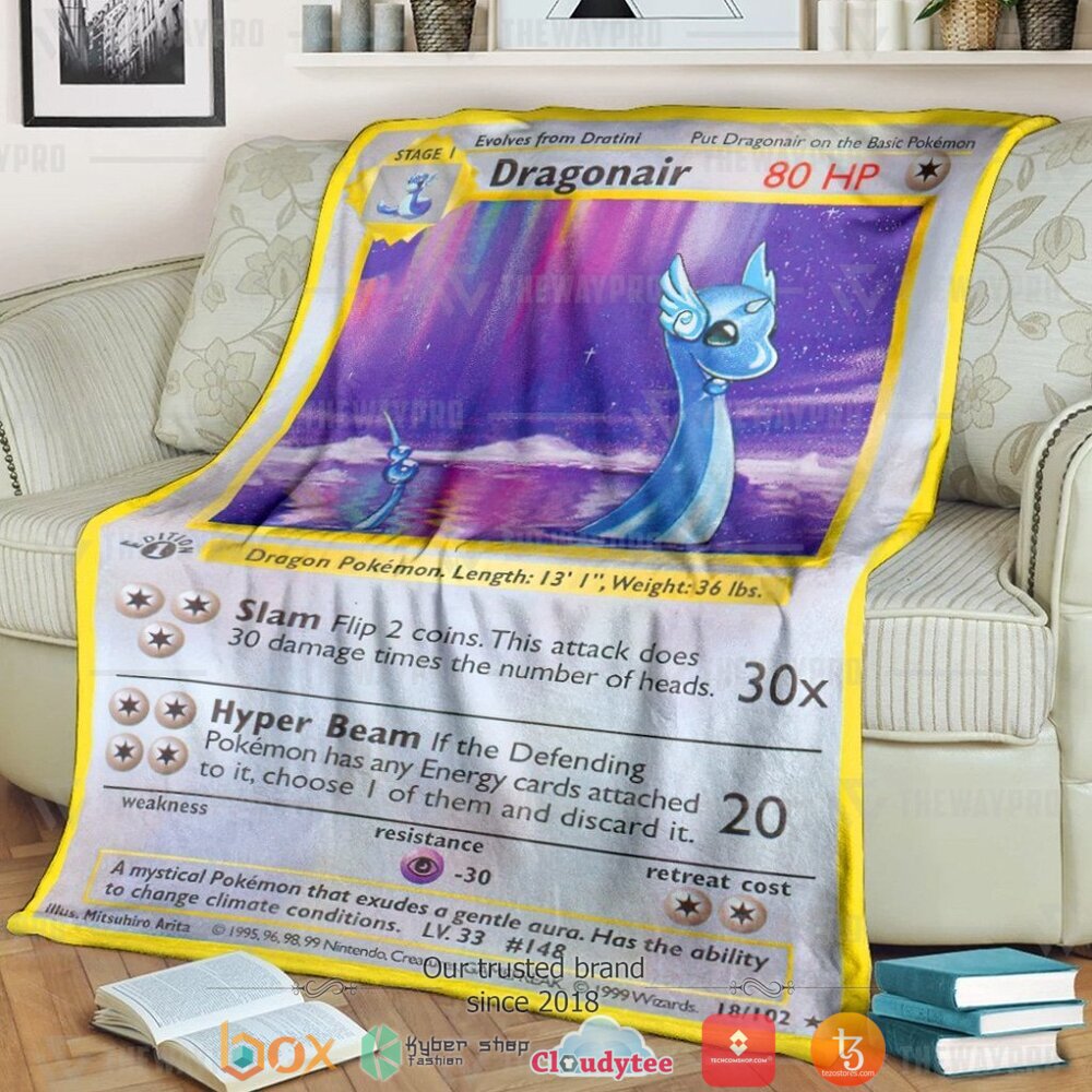 Anime Pokemon Dragonair Base Set Soft Blanket