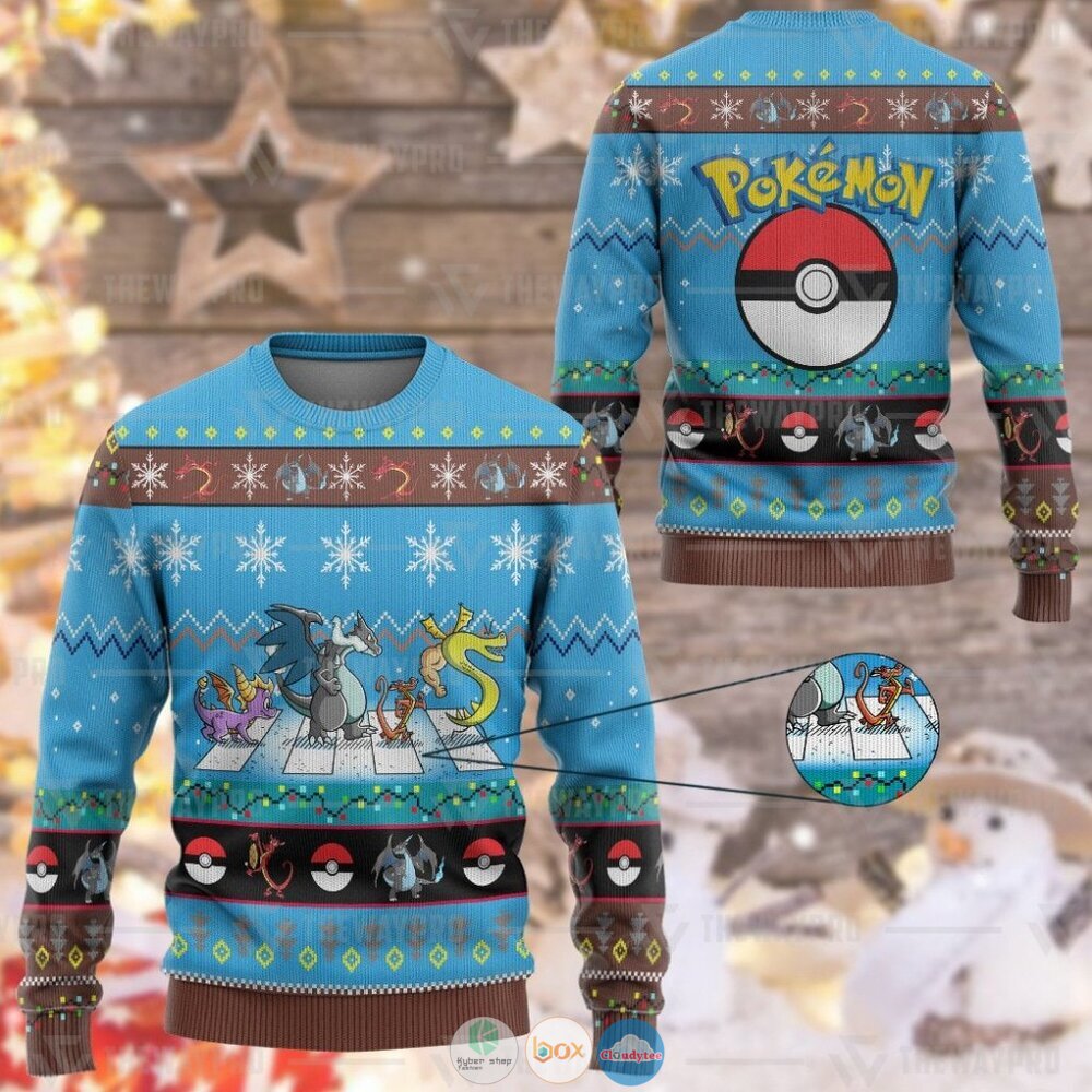 Pokemon Dragons on Abbey Road Ugly Christmas Sweater 12 Anime Pokemon Dragons on Abbey Road Christmas Sweater