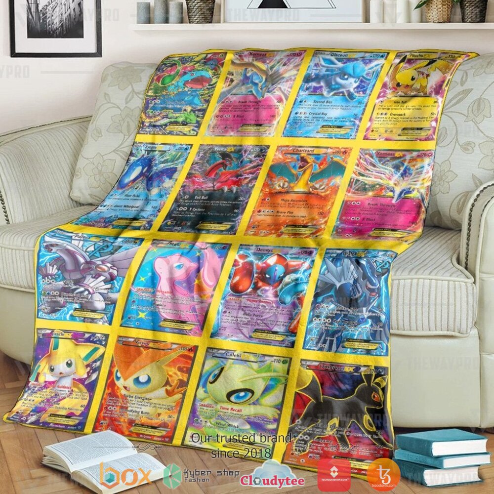Anime Pokemon EX 2 Cards Version 3 Soft Blanket