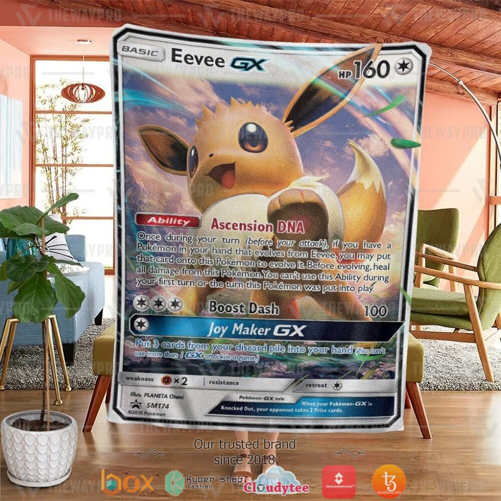 NEW Eevee-GX Sun & Moon Promos Pokemon Blanket 2 Anime Pokemon Eevee GX Sun Moon Promos Soft Blanket 1
