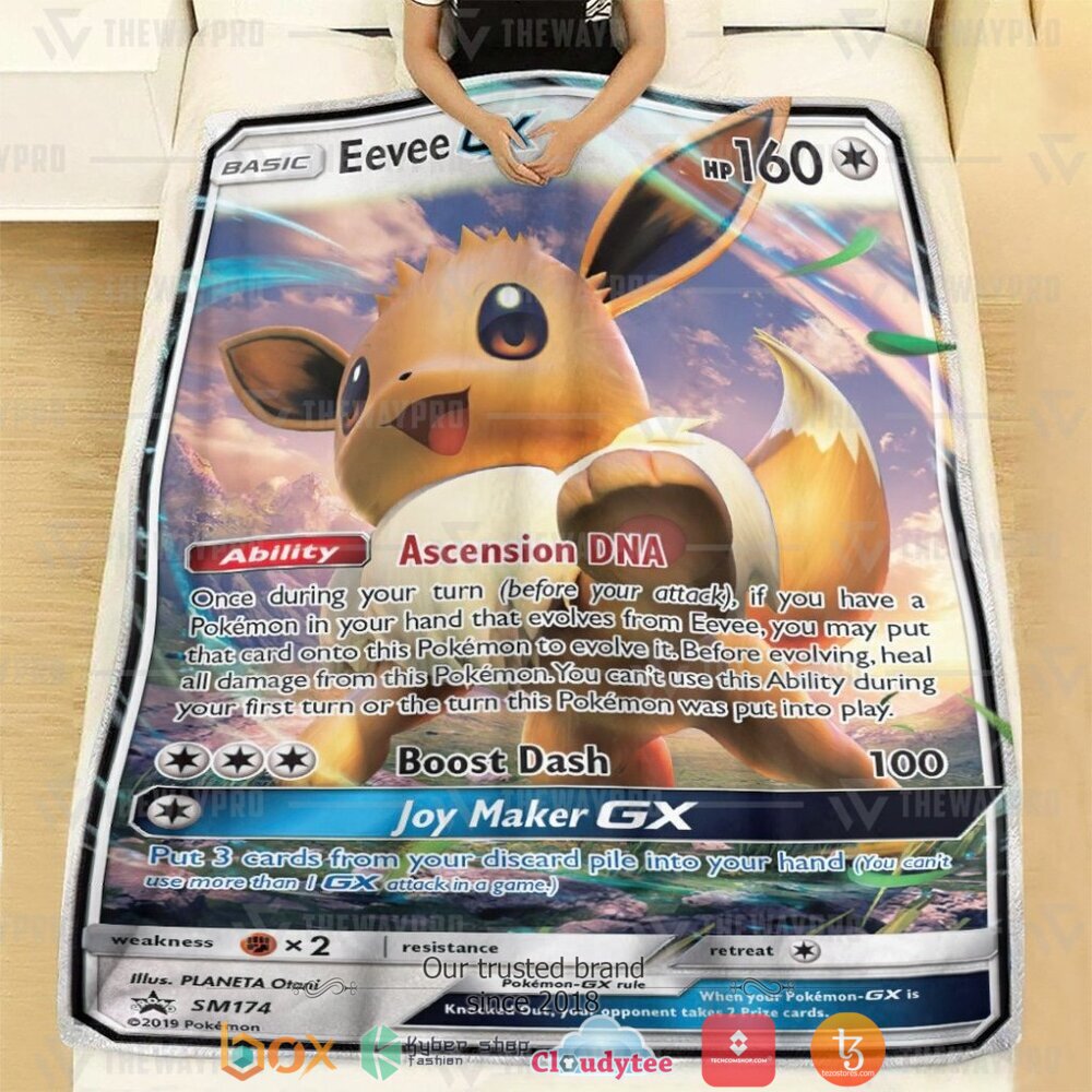 NEW Eevee-GX Sun & Moon Promos Pokemon Blanket 3 Anime Pokemon Eevee GX Sun Moon Promos Soft Blanket 1 2