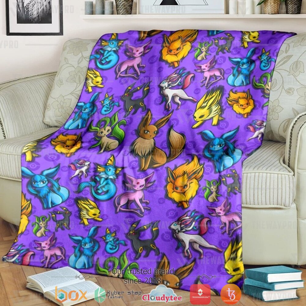Anime Pokemon Eevee Eeveelutions soft Blanket