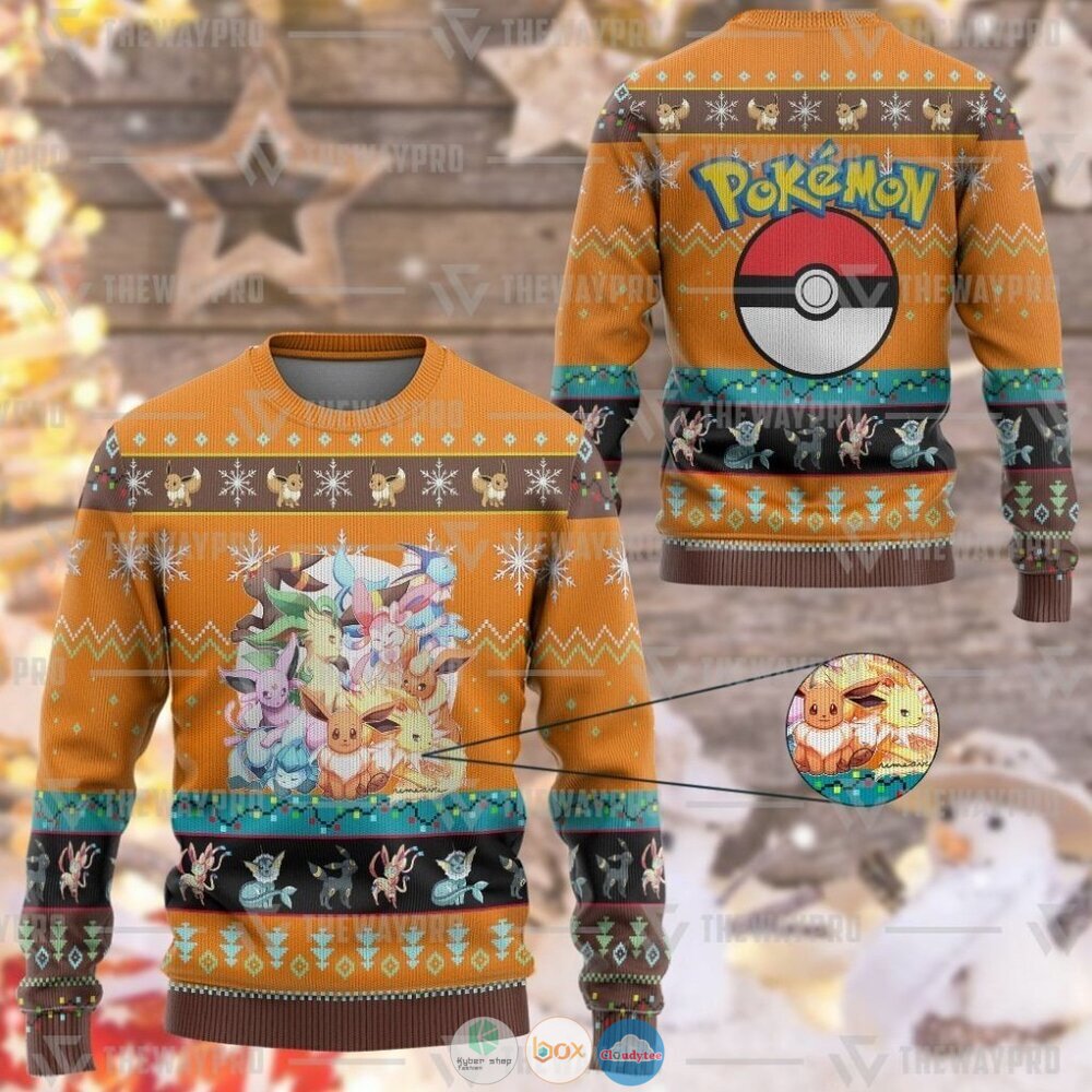 Anime Pokemon Eevee and Eeveelutions Christmas Sweater