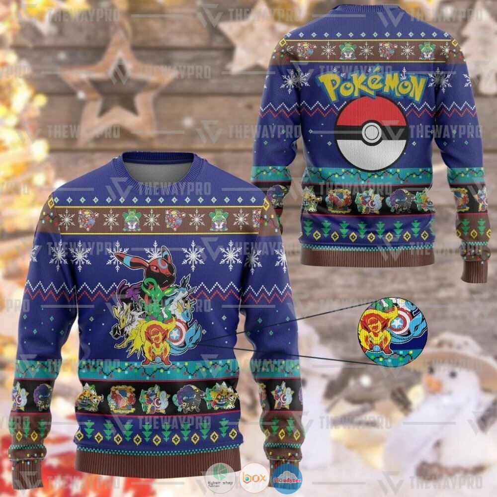 Anime Pokemon Eevengers Christmas Sweater