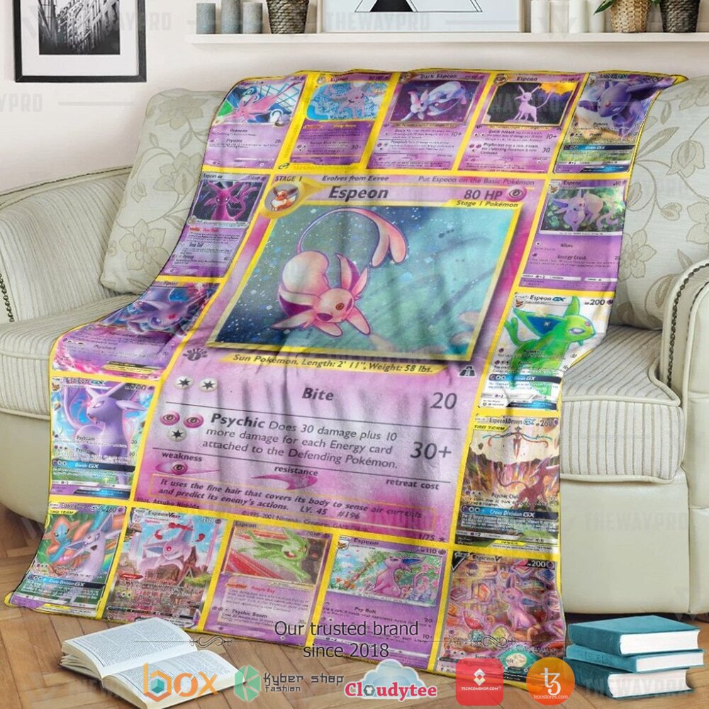 HOT Espeon Cards Pokemon Blanket 1 Anime Pokemon Espeon Cards Soft Blanket