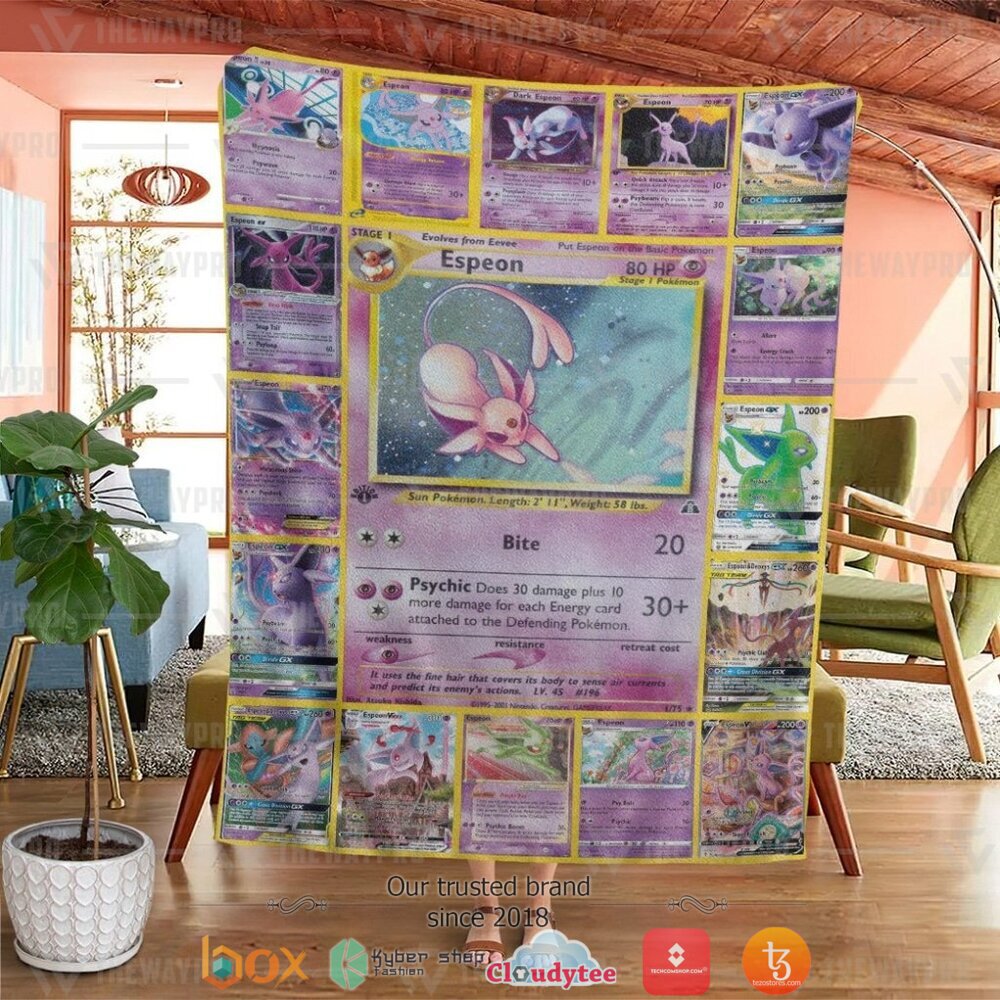 HOT Espeon Cards Pokemon Blanket 2 Anime Pokemon Espeon Cards Soft Blanket 1