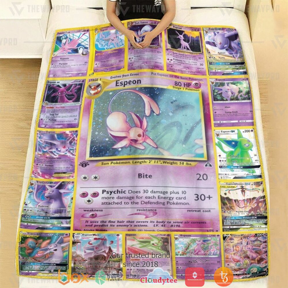 HOT Espeon Cards Pokemon Blanket 3 Anime Pokemon Espeon Cards Soft Blanket 1 2
