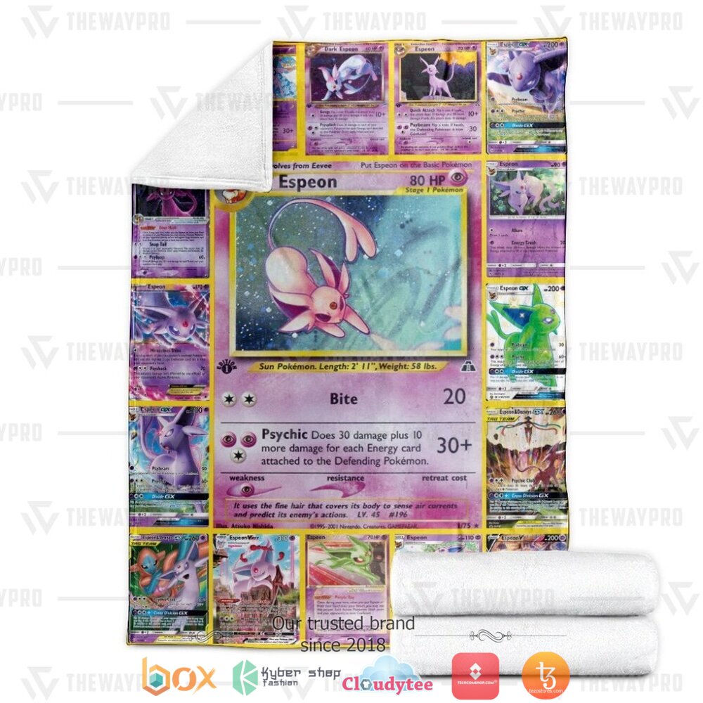 HOT Espeon Cards Pokemon Blanket 4 Anime Pokemon Espeon Cards Soft Blanket 1 2 3