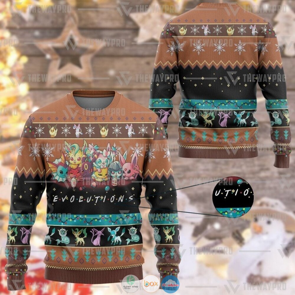 Anime Pokemon Evolutions Christmas Sweater