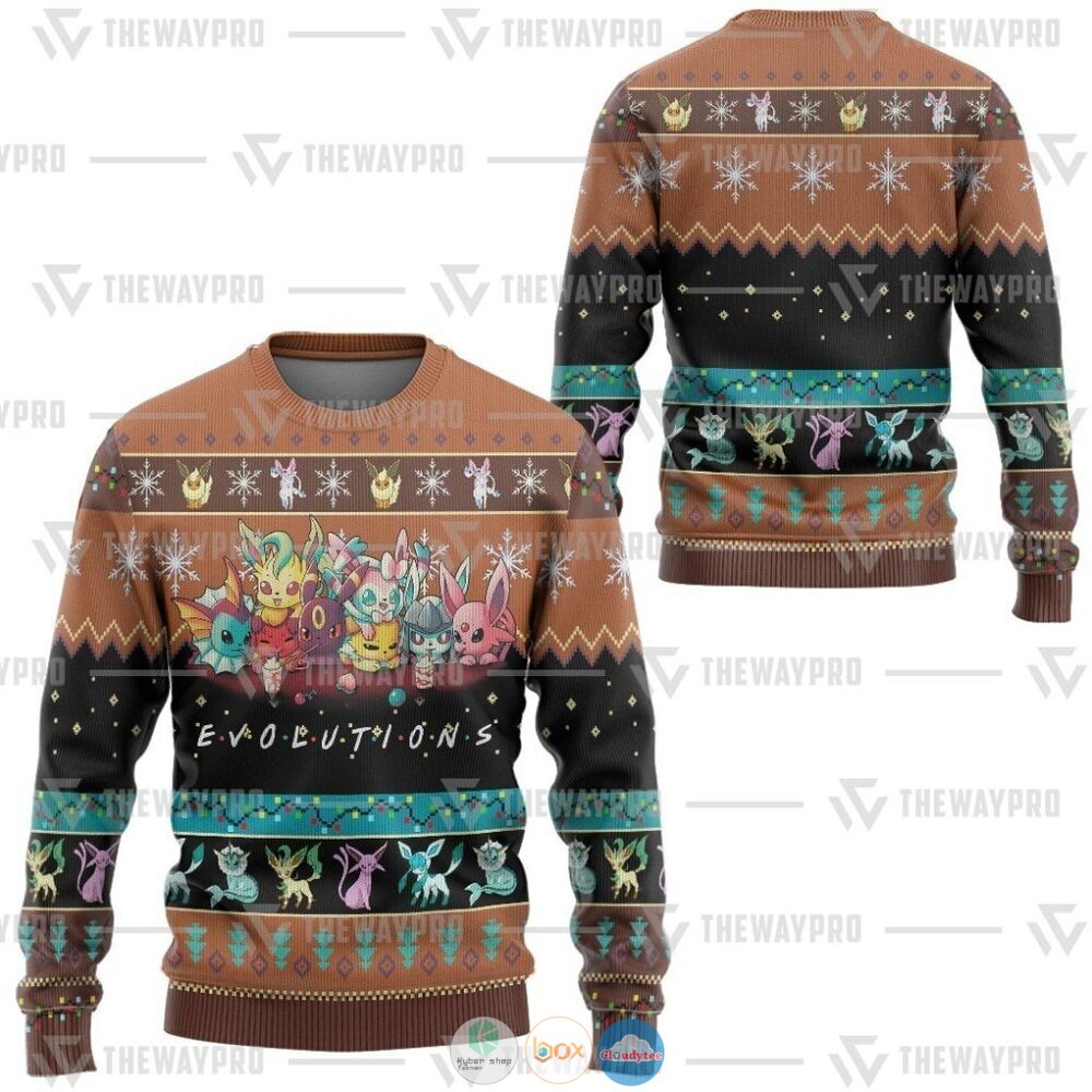 Pokemon Evolutions Ugly Christmas Sweater 2 Anime Pokemon Evolutions Christmas Sweater 1