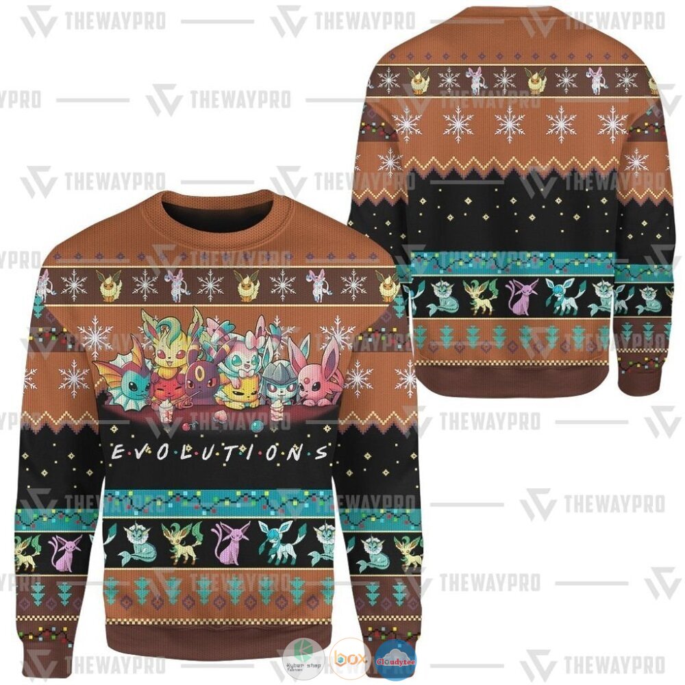 Pokemon Evolutions Ugly Christmas Sweater 4 Anime Pokemon Evolutions Christmas Sweater 1 2 3