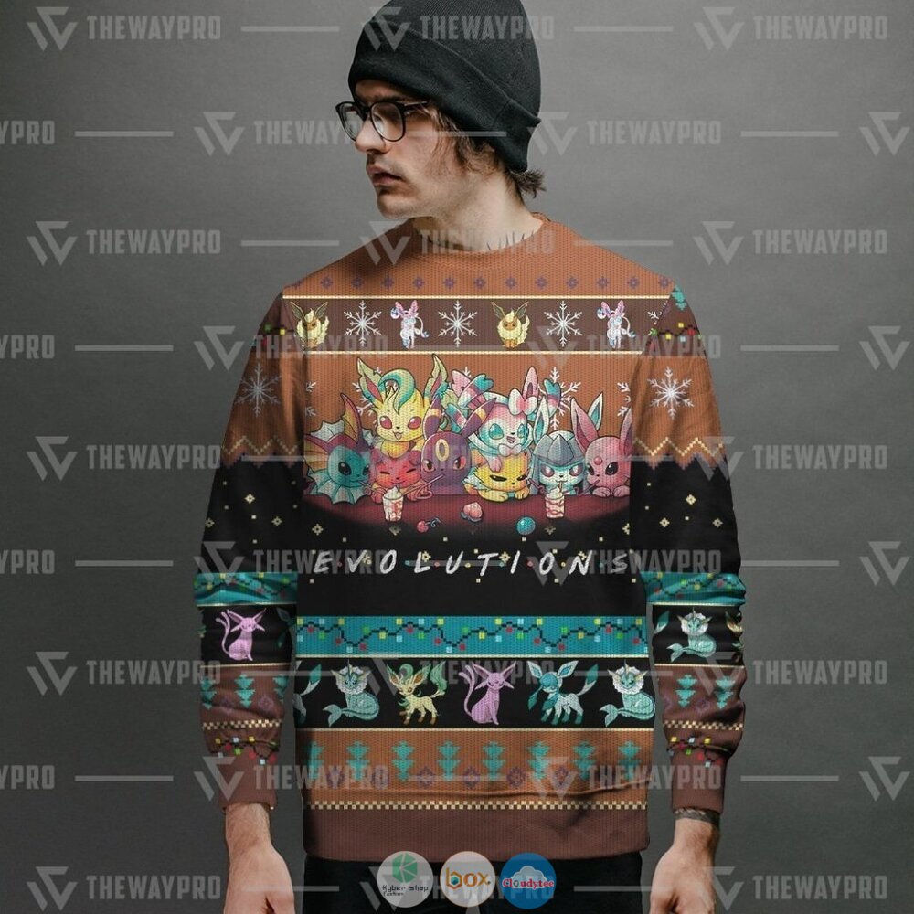 Pokemon Evolutions Ugly Christmas Sweater 6 Anime Pokemon Evolutions Christmas Sweater 1 2 3 4 5