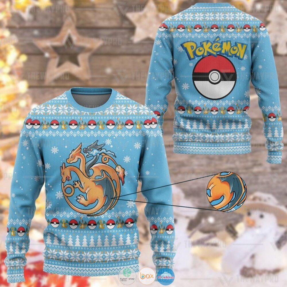 Anime Pokemon Fire Flying and Dragon Christmas Sweater