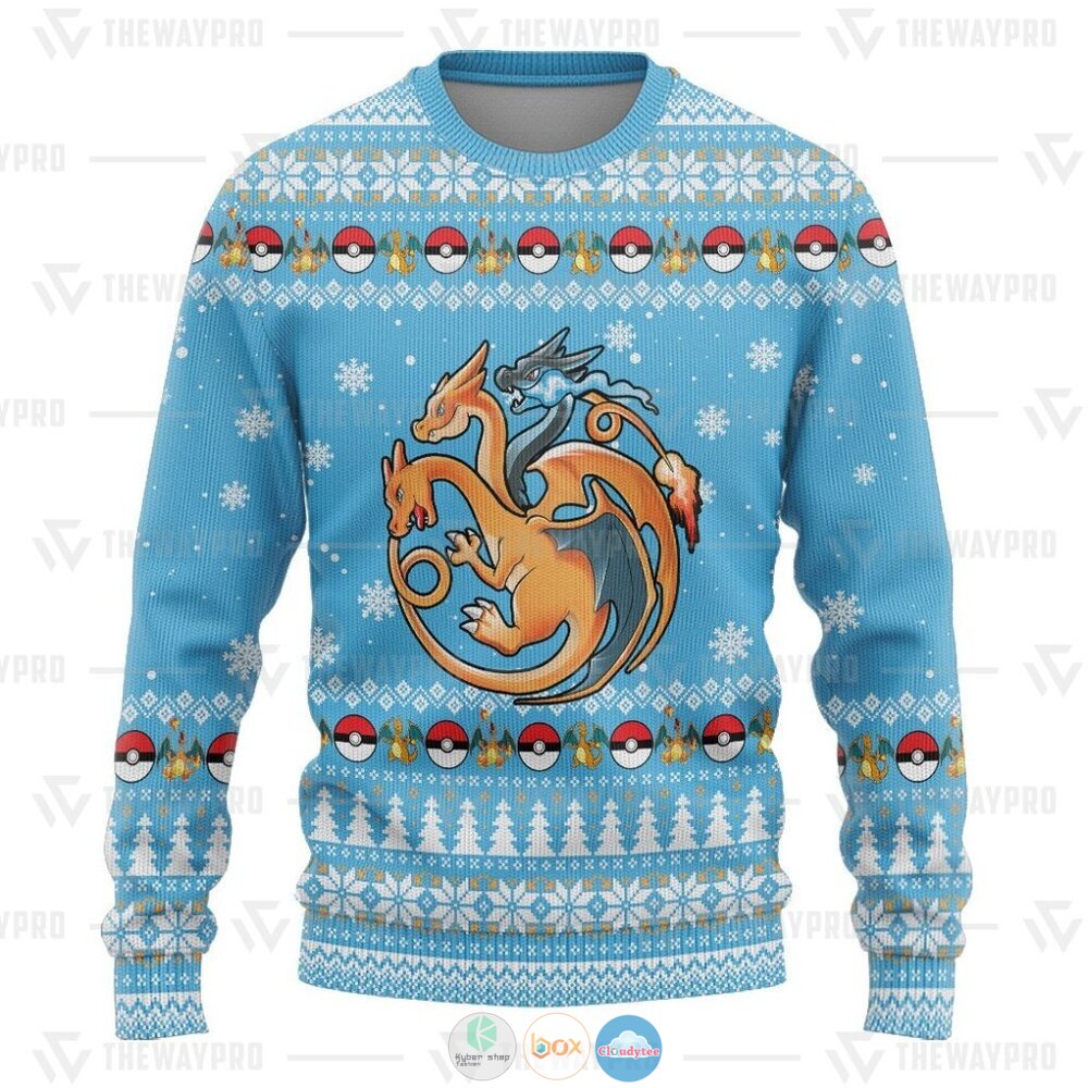 Pokemon Fire, Flying and Dragon Ugly Christmas Sweater 3 Anime Pokemon Fire Flying and Dragon Christmas Sweater 1 2