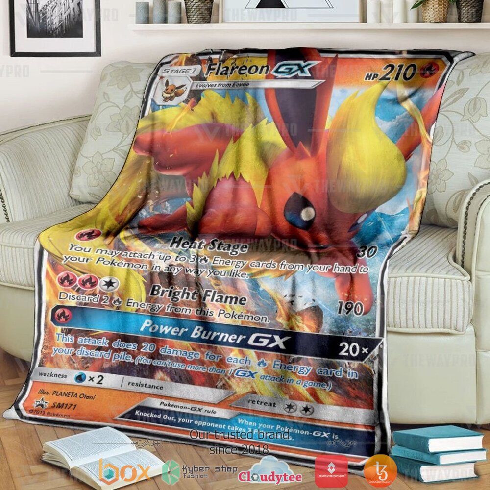 Anime Pokemon Flareon GX Sun Moon Promos Soft Blanket
