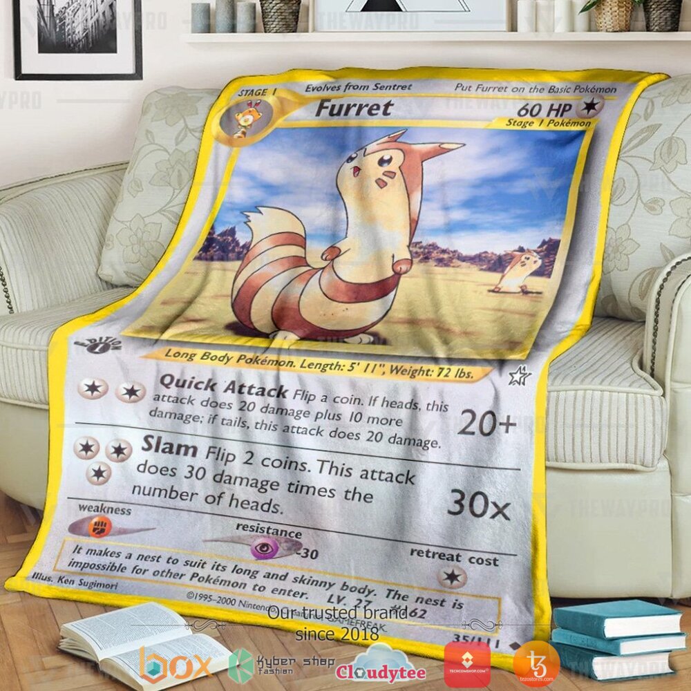 Anime Pokemon Furret Neo Genesis Soft Blanket
