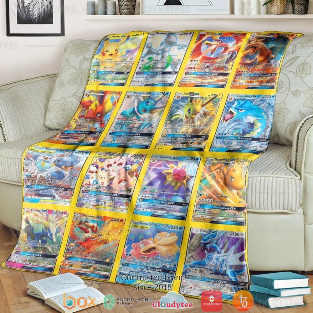 Anime Pokemon GX Cards Version 3 Soft Blanket