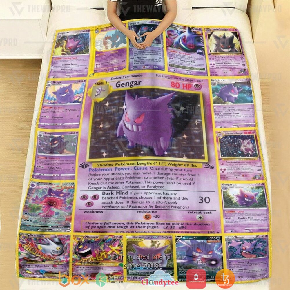 HOT Gengar Cards Pokemon Blanket 3 Anime Pokemon Gengar Cards Soft Blanket 1 2