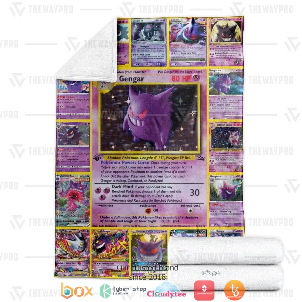 HOT Gengar Cards Pokemon Blanket 4 Anime Pokemon Gengar Cards Soft Blanket 1 2 3